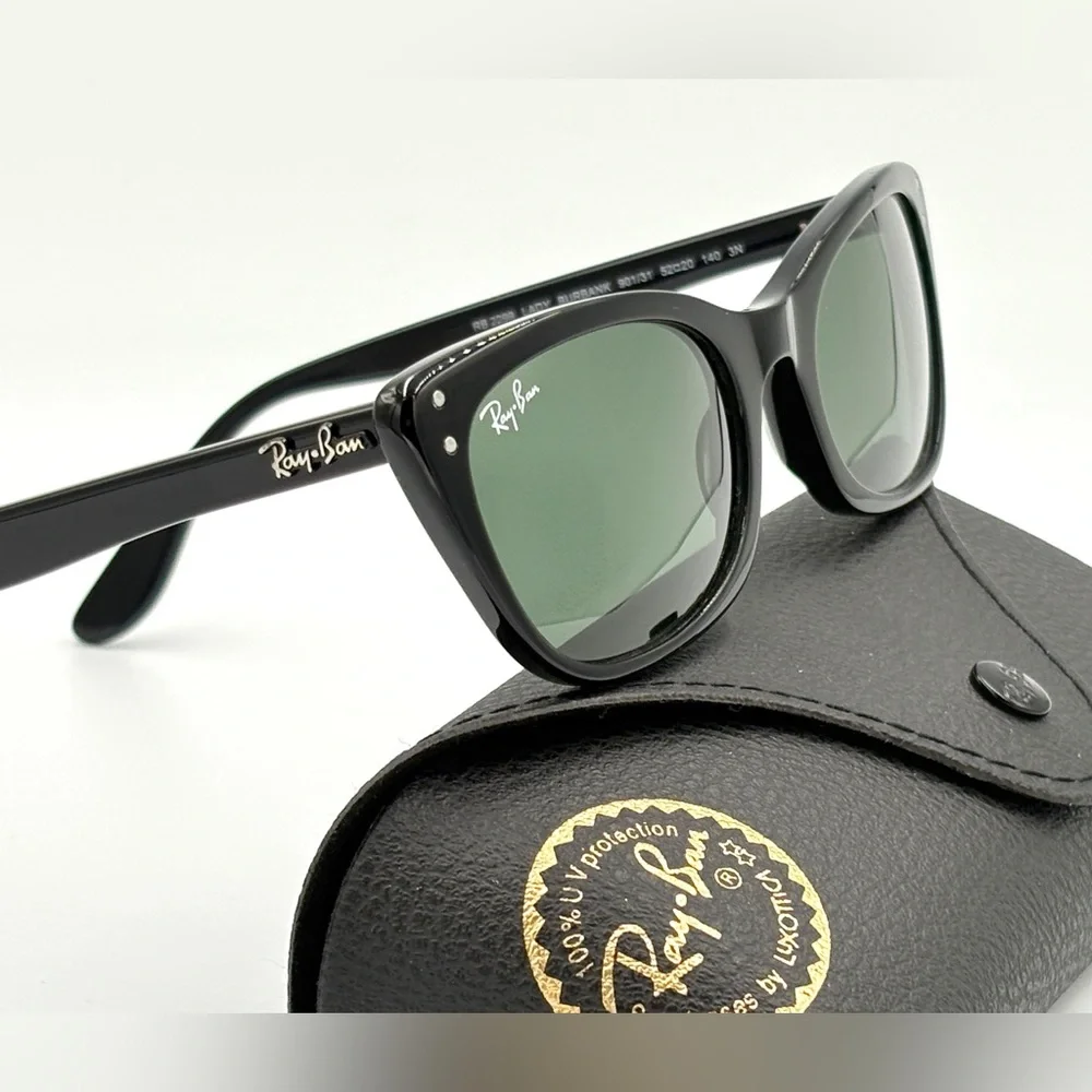 Women’s Ray-Ban Lady Burbanks RB2299 Black Frame “Hailey Bieber” Cat Eye Frame - Picture 6 of 10